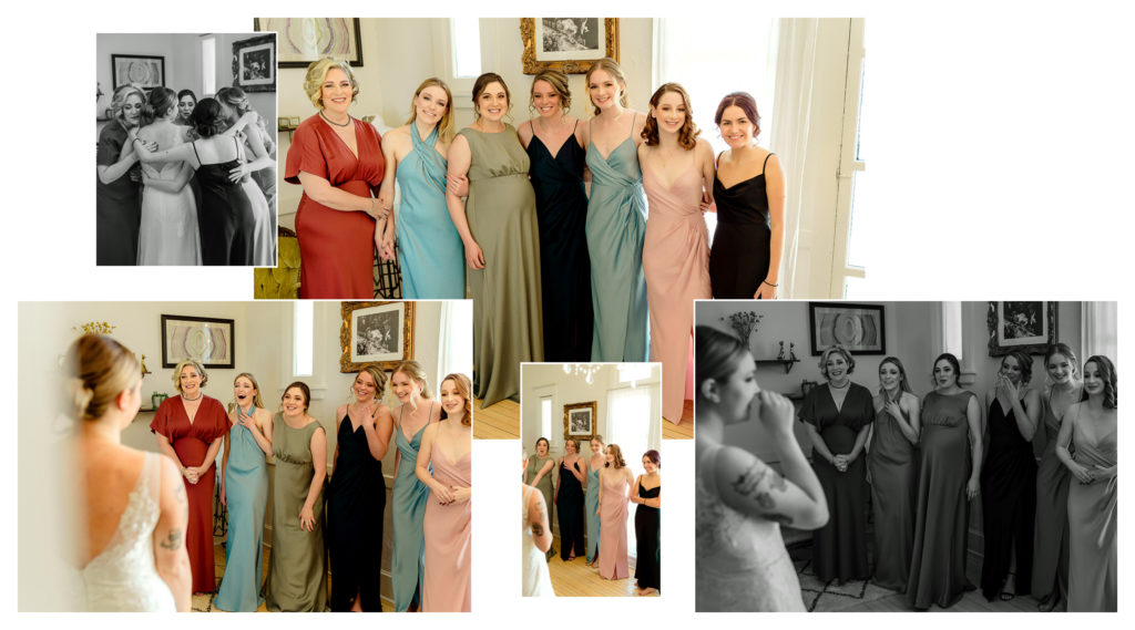 first look with bridesmaids