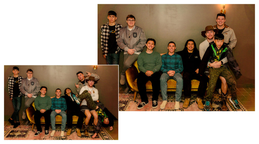 groomsmen hanging out at The Capitol Room in St. Peter, Minnestoa